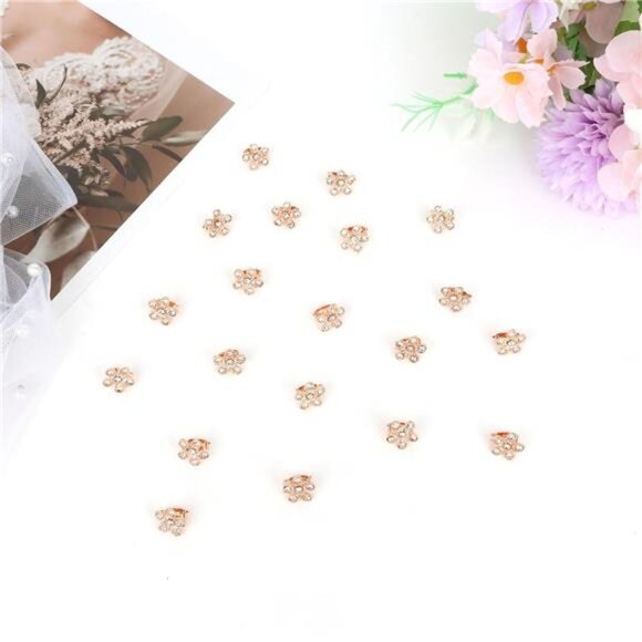 Sparkly Rhinestone Flower Hair Clips | Elegant Small Hairpins - Picture 4 of 4